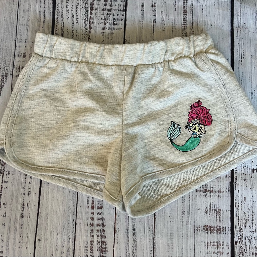 Disney Princess Embroidered Little Mermaid Pull On Shorts Size 4T Cotton/Poly